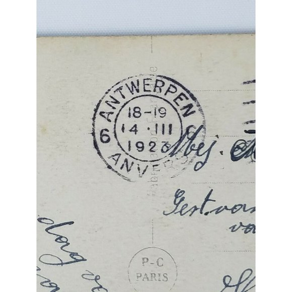 Vintage Real Photo Post Card Pretty Belgian Lady with a Handful of Flowers 1923 - Picture 8 of 9